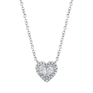 14K White Gold 0.21 Carat Diamond Heart Necklace