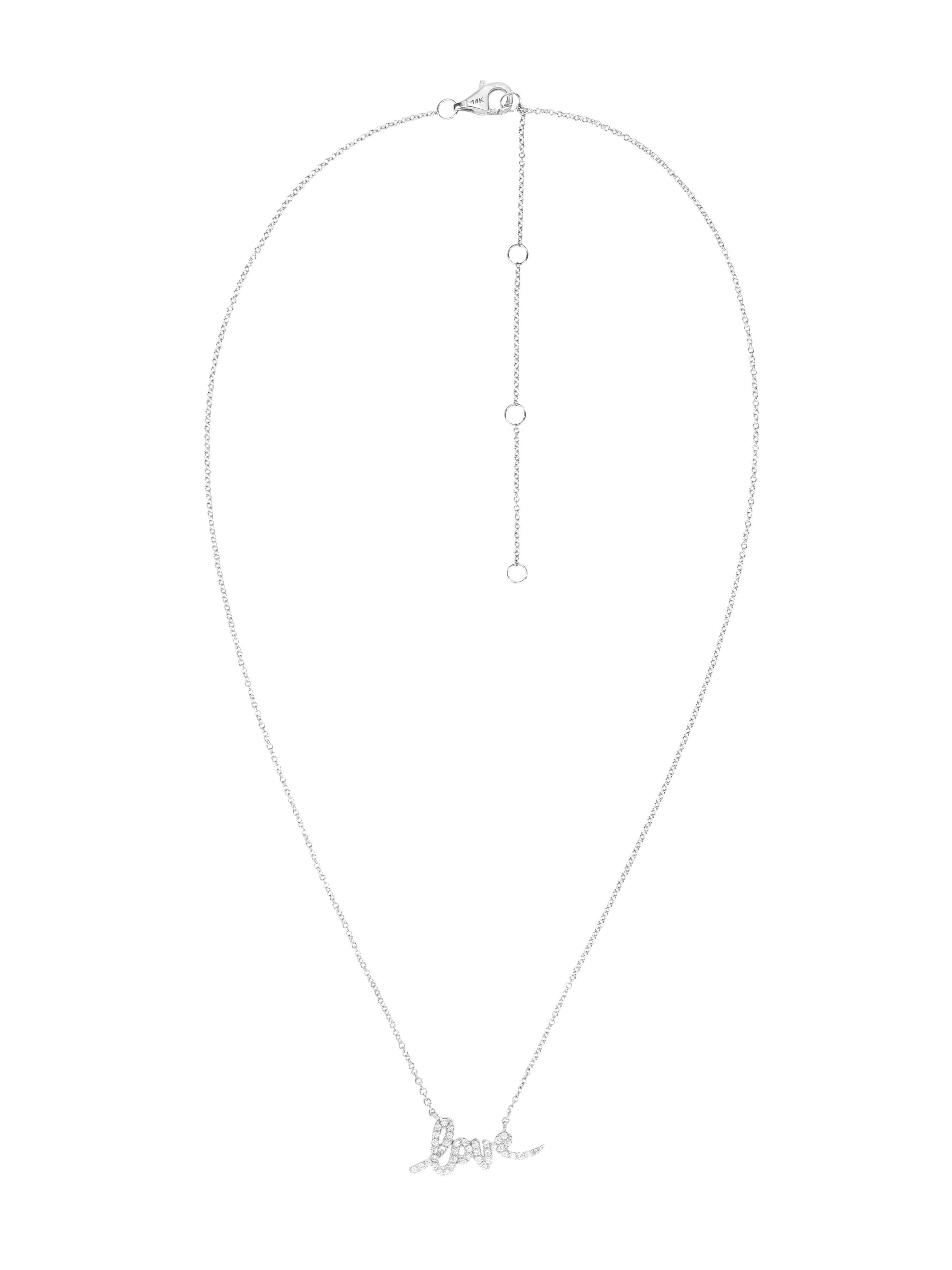 14k White Gold Diamond Love Necklace