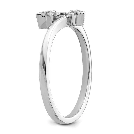 14k White Gold Double Star Bypass Diamond Ring