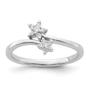 14k White Gold Double Star Bypass Diamond Ring
