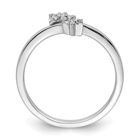 14k White Gold Double Star Bypass Diamond Ring