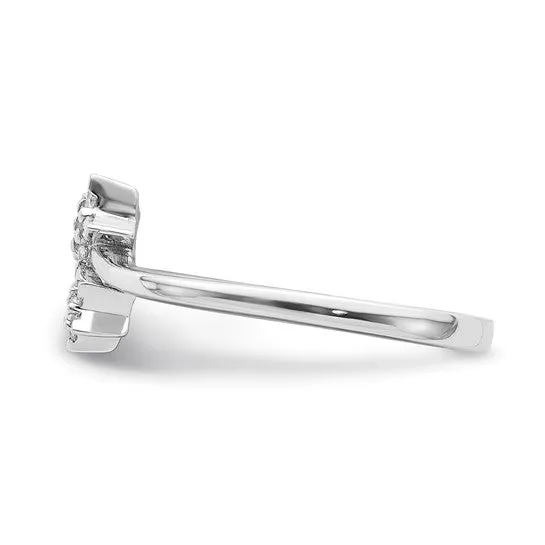 14k White Gold Double Star Bypass Diamond Ring
