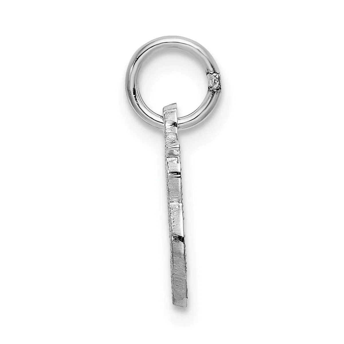 14K White Gold Small Size Casted Script Design Letter B Initial Charm Pendant