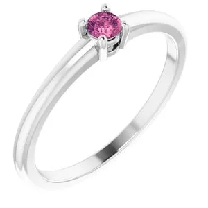14K White Natural Pink Tourmaline Ring