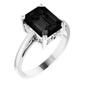 14K White Onyx Scroll Setting® Ring
