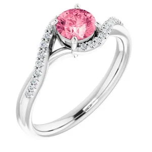 14K White Passion Pink Topaz & 1/10 CTW Diamond Ring