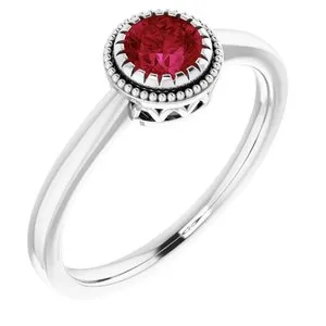 14K White Ruby "July" Birthstone Ring