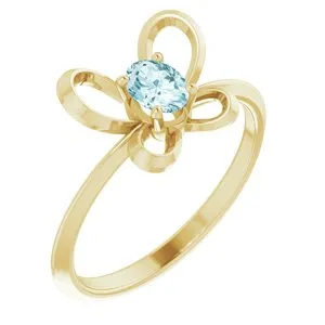 14K Yellow 4x3 mm Oval December Youth Butterfly Birthstone Ring