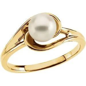14K Yellow Akoya Cultured Pearl Ring