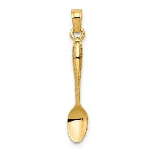 14k Yellow Gold 3-D Table Spoon Charm Pendant