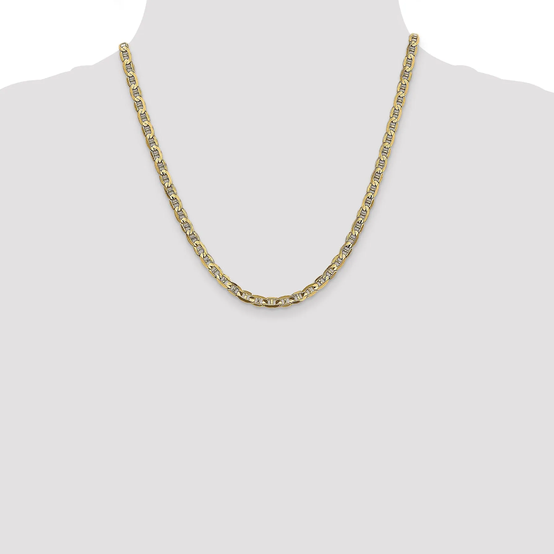 14k Yellow Gold 4.5mm Concave Anchor Chain