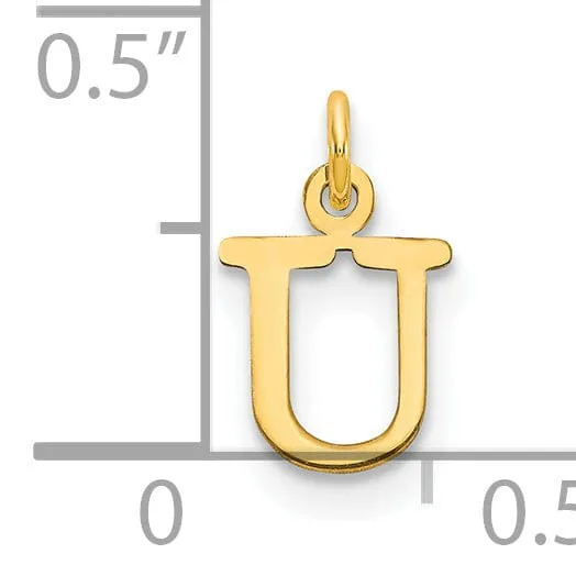 14k Yellow Gold Polished Finish Cut-Out Letter U Initial Design Charm Pendant