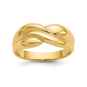 14K Yellow Gold Polished Twisted Dome Ring