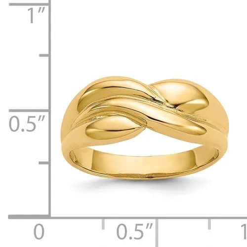 14K Yellow Gold Polished Twisted Dome Ring