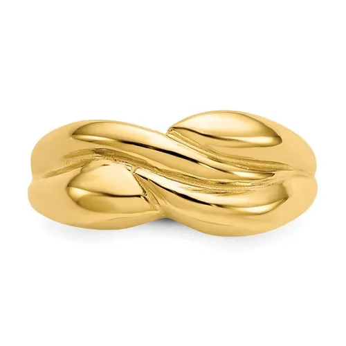 14K Yellow Gold Polished Twisted Dome Ring