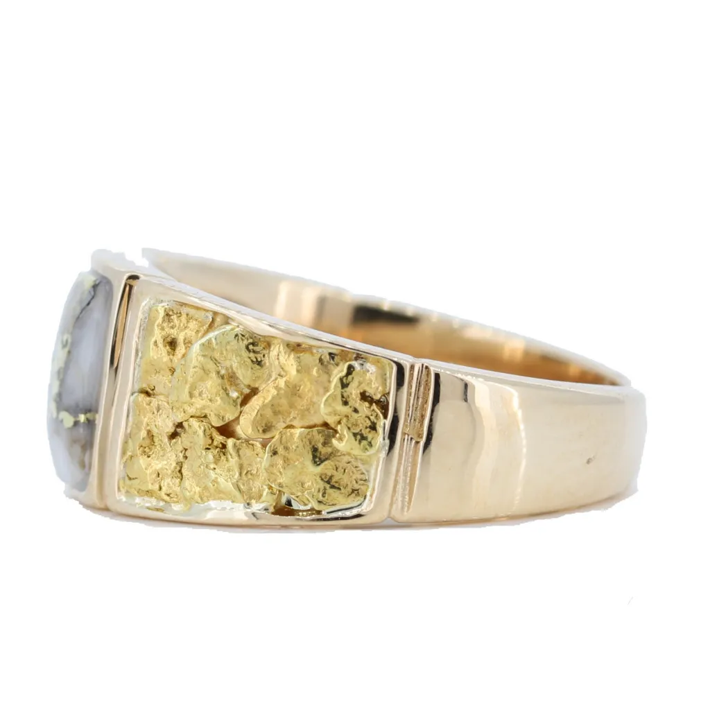 14K Yellow Gold Quartz & Gold Nugget Women's Ring
