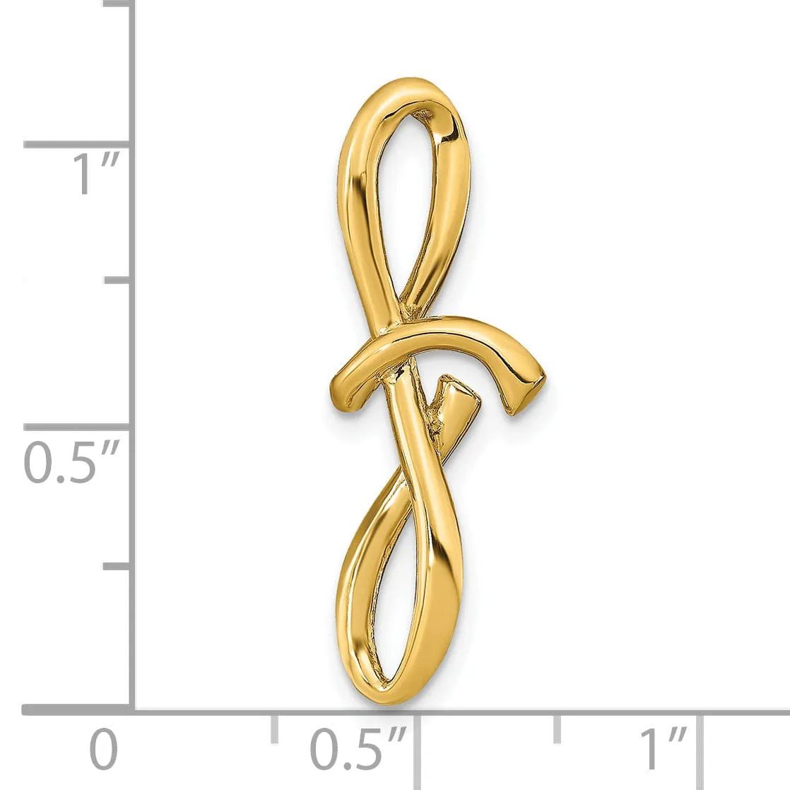 14k Yellow Gold Script Design Large Letter F Initial Slide Pendant