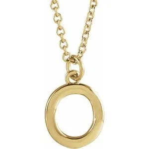 14K Yellow Initial O Dangle 16" Necklace