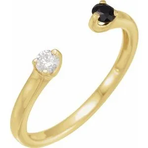 14K Yellow Onyx & 1/10 CT Diamond Negative Space Ring
