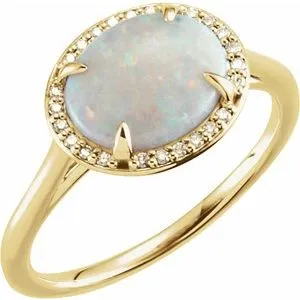 14K Yellow Opal & .06 CTW Diamond Ring