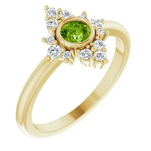 14K Yellow Peridot & 1/5 CTW Diamond Ring
