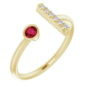 14K Yellow Ruby & .05 CTW Diamond Bar Ring