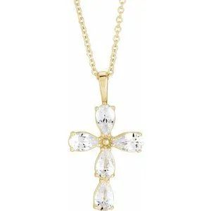 14K Yellow Sapphire Cross 16-18" Necklace
