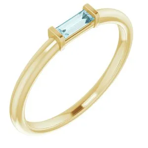 14K Yellow Sky Blue Topaz Stackable Ring