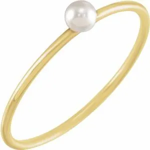14K Yellow Stackable Imitation Pearl Ring Size 5