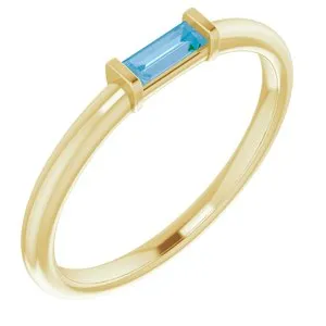 14K Yellow Swiss Blue Topaz Stackable Ring
