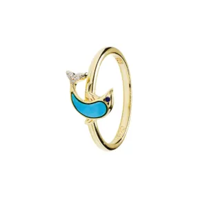 14kt Gold Vermeil Turquoise Dolphin Ring