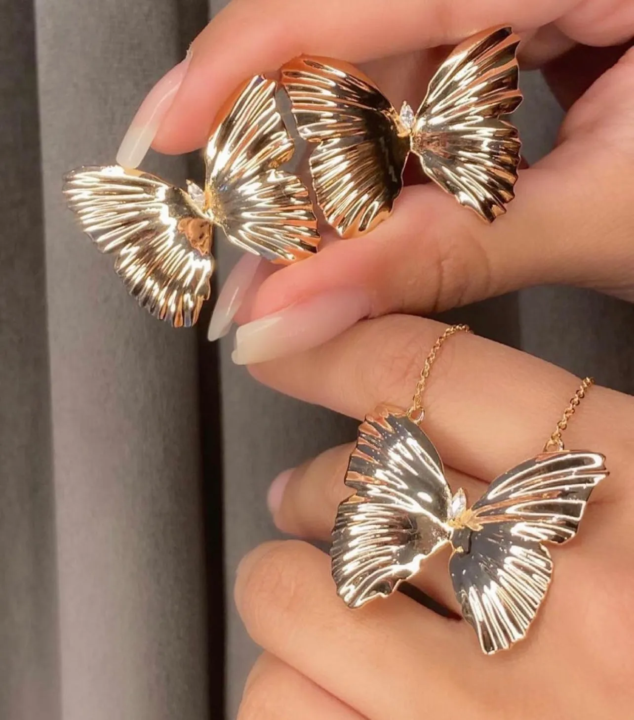 18K Gold Plated Butterfly Earring & Necklace