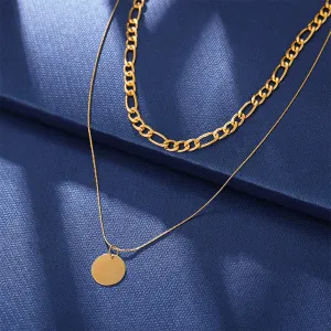 18K Gold-Plated Coin Layered Pendant Necklace