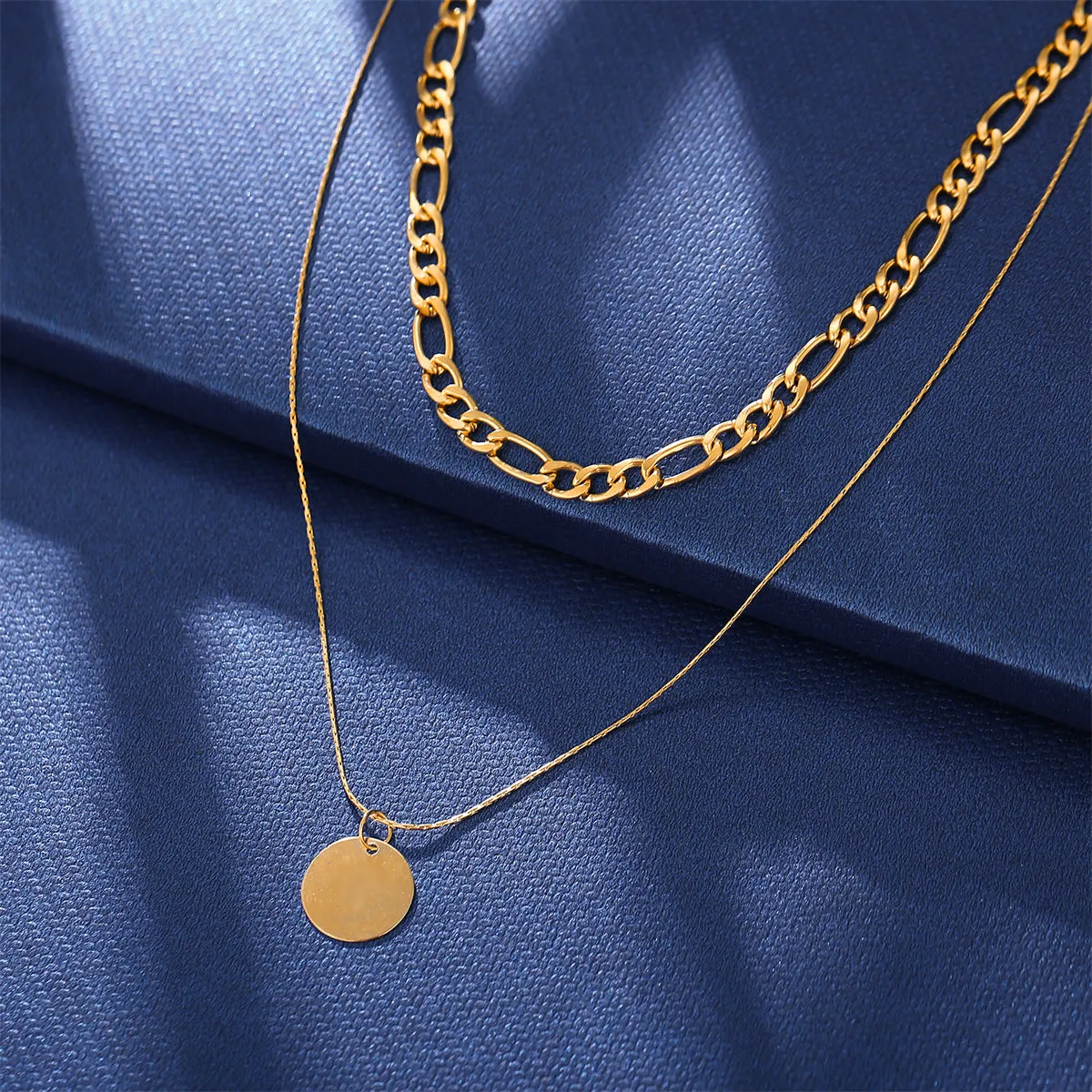18K Gold-Plated Coin Layered Pendant Necklace