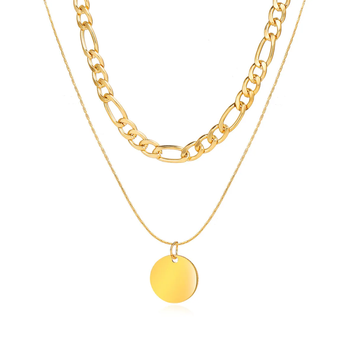 18K Gold-Plated Coin Layered Pendant Necklace