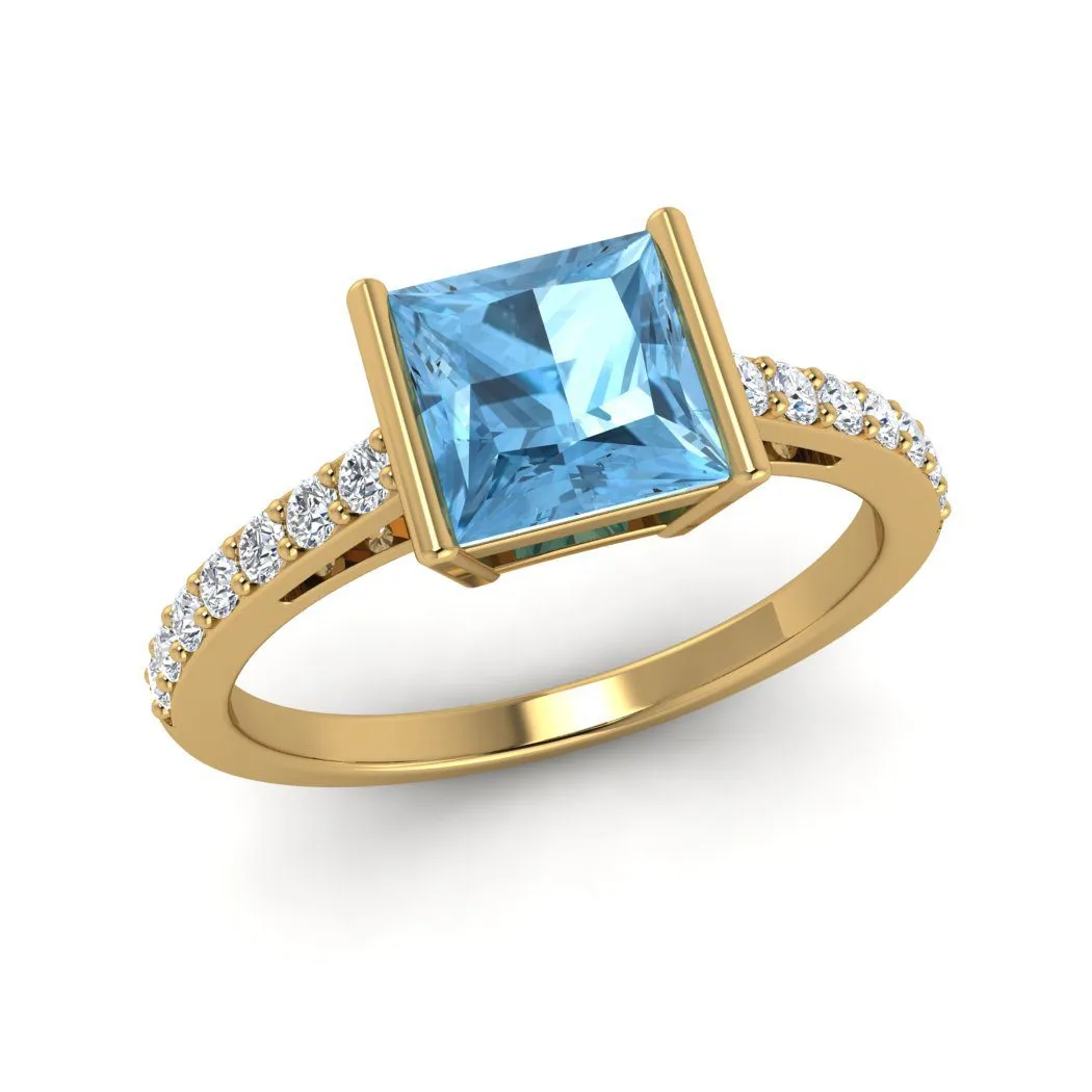 18k Princess Gemstone Ring