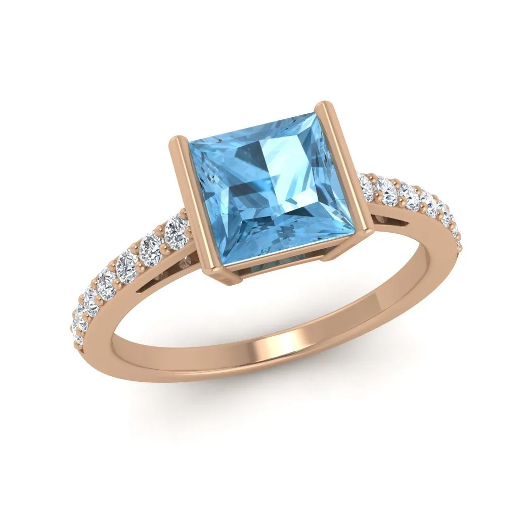 18k Princess Gemstone Ring