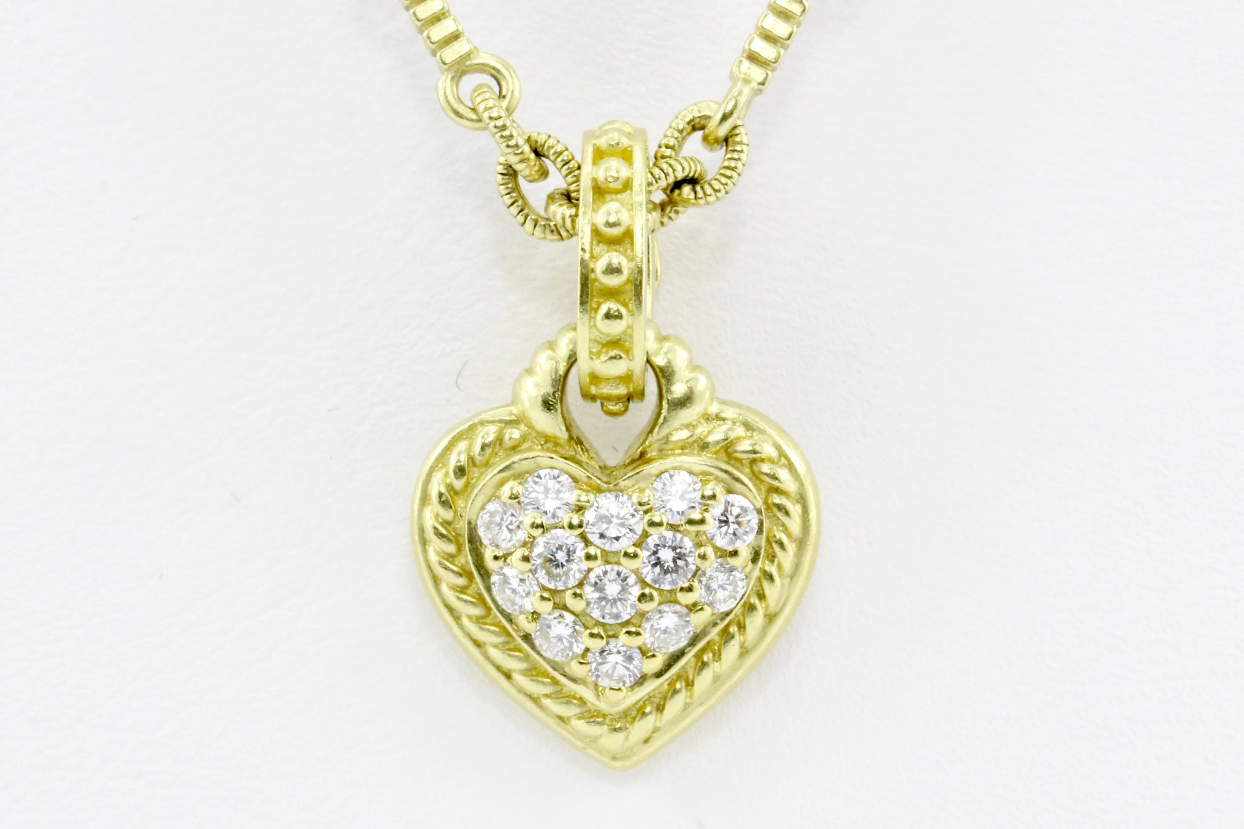 18K Yellow Gold Judith Ripka Heart Enhancer & Pearl Necklace