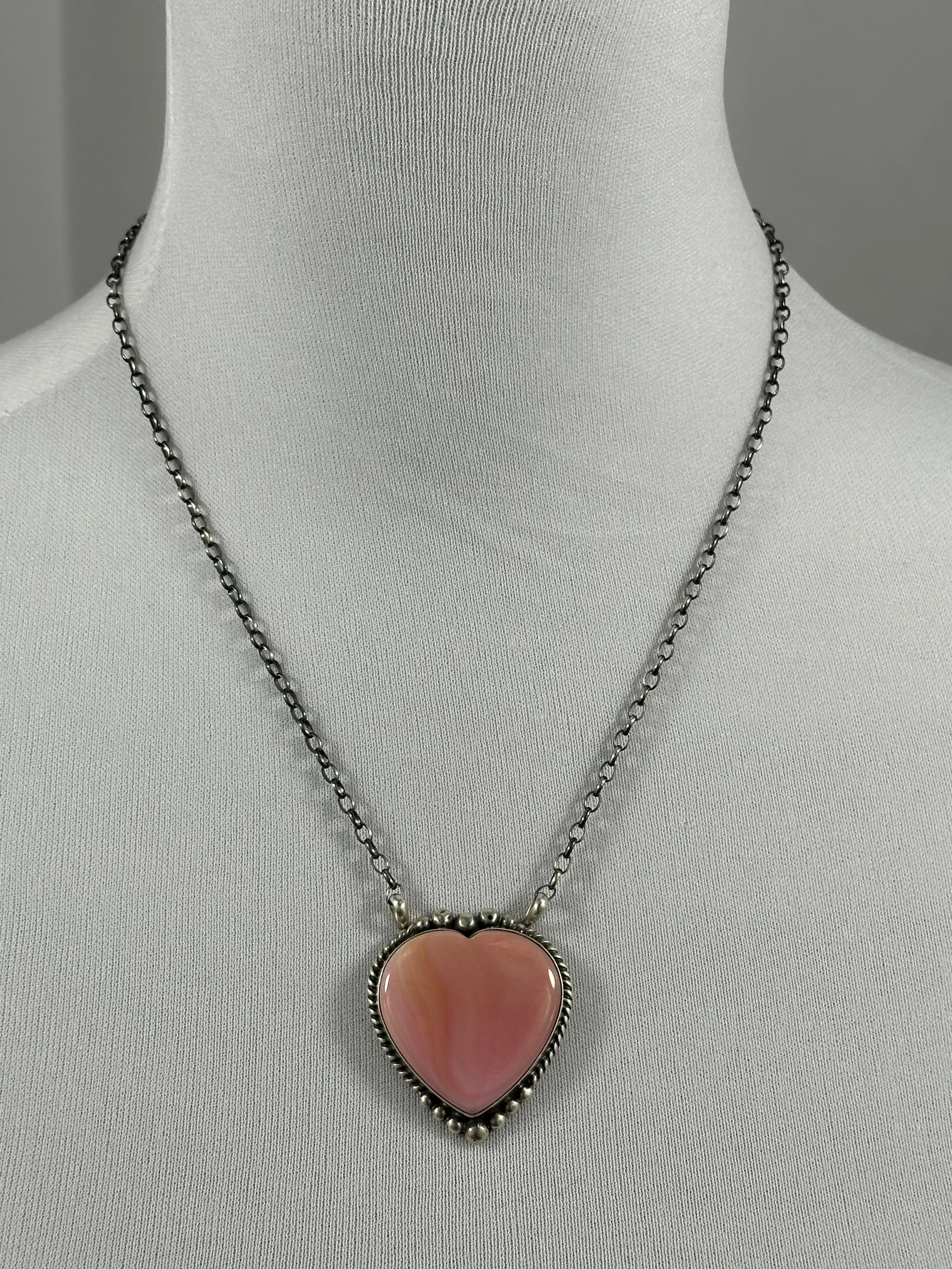 18" Pink Conch Heart Necklace