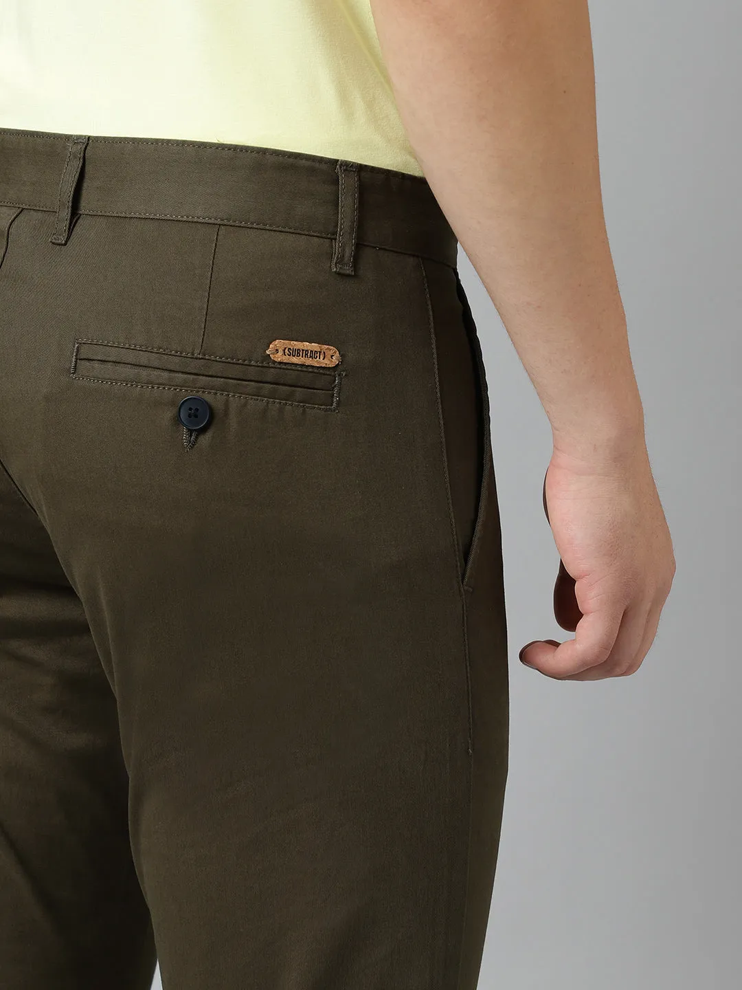 2 Way Stretch Chinos in Olive- Slim Fit