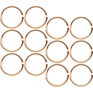20 Gauge 5/16 Rose Gold Tone Anodized Seamless Circular Ring Set of 12
