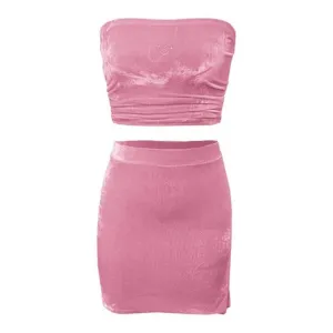2000's Baby Velour Tube Top & Skirt Set