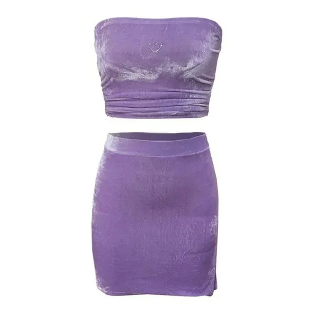 2000's Baby Velour Tube Top & Skirt Set