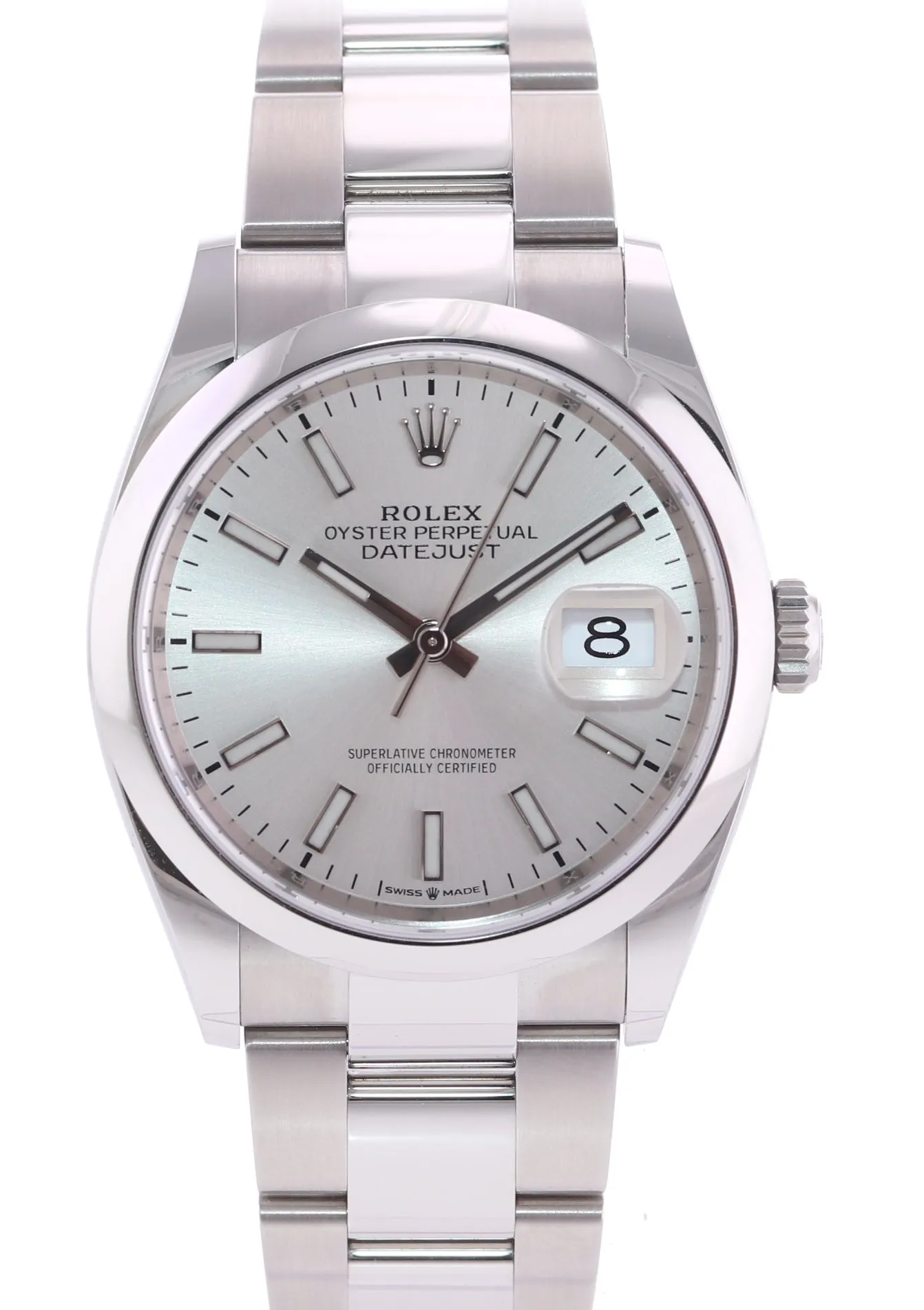 2021 PAPERS Rolex DateJust Silver Stick 36mm 126200 Steel Oyster Watch Box