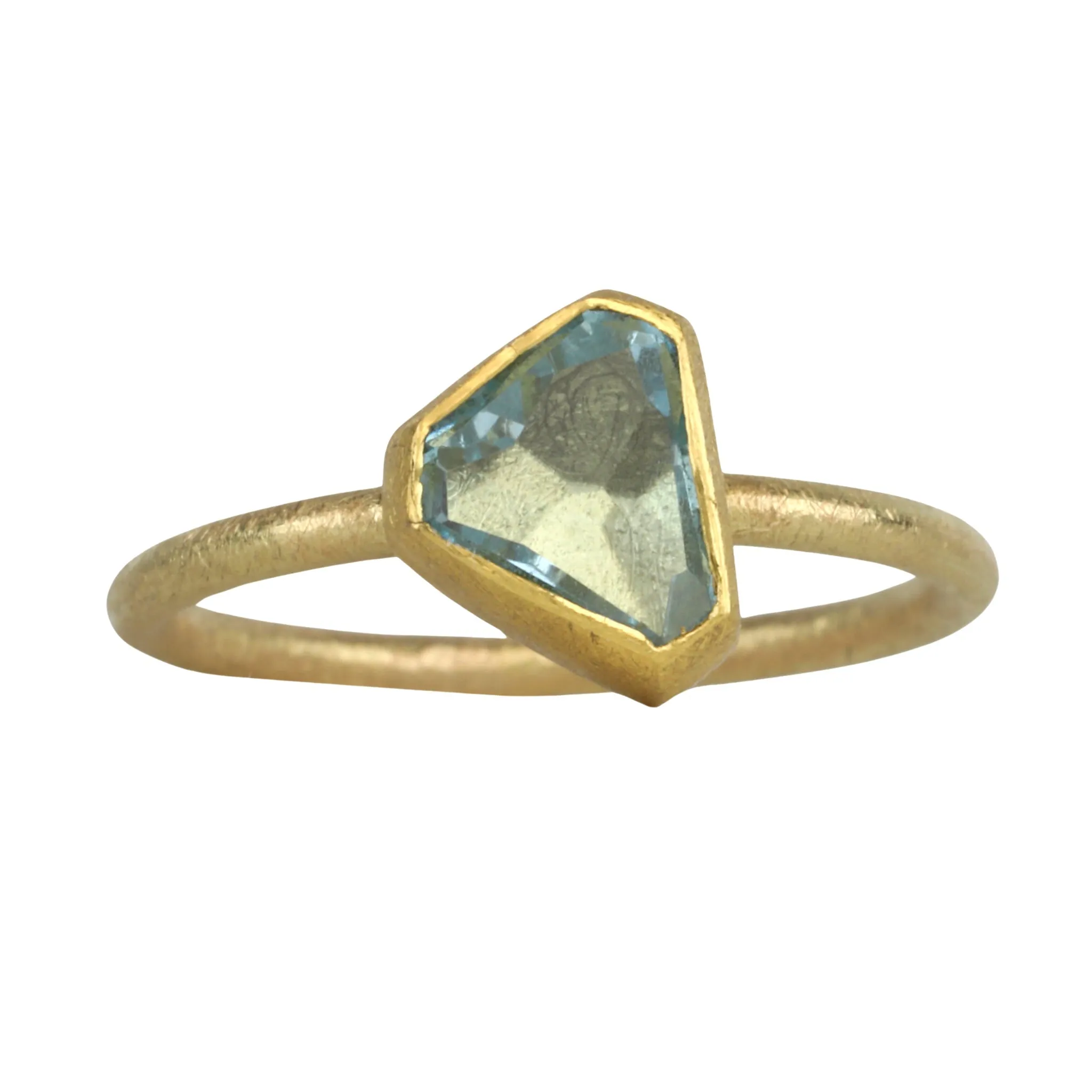 22 & 18K Bezel-Set Asymmetrical Polygonal Aquamarine Ring