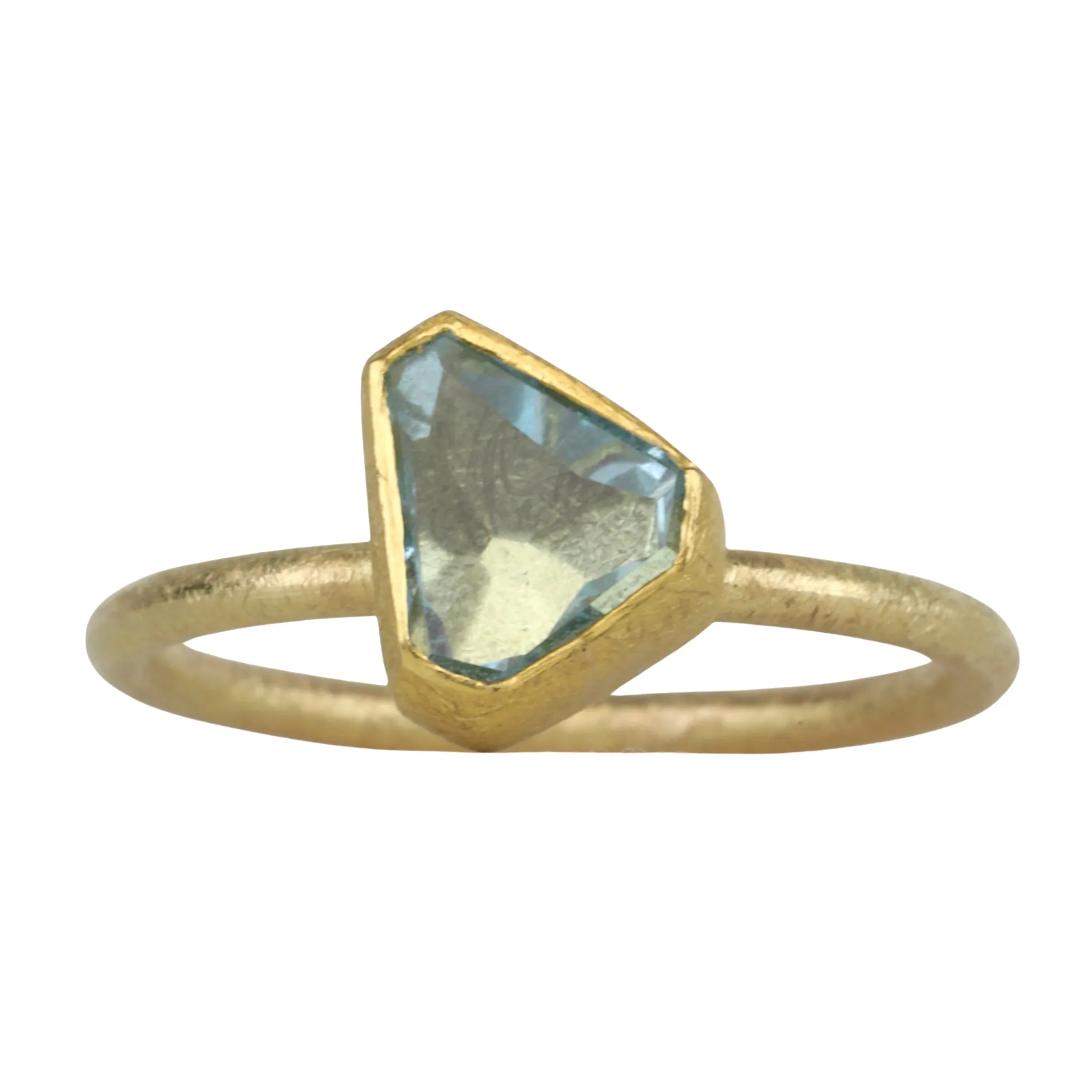 22 & 18K Bezel-Set Asymmetrical Polygonal Aquamarine Ring