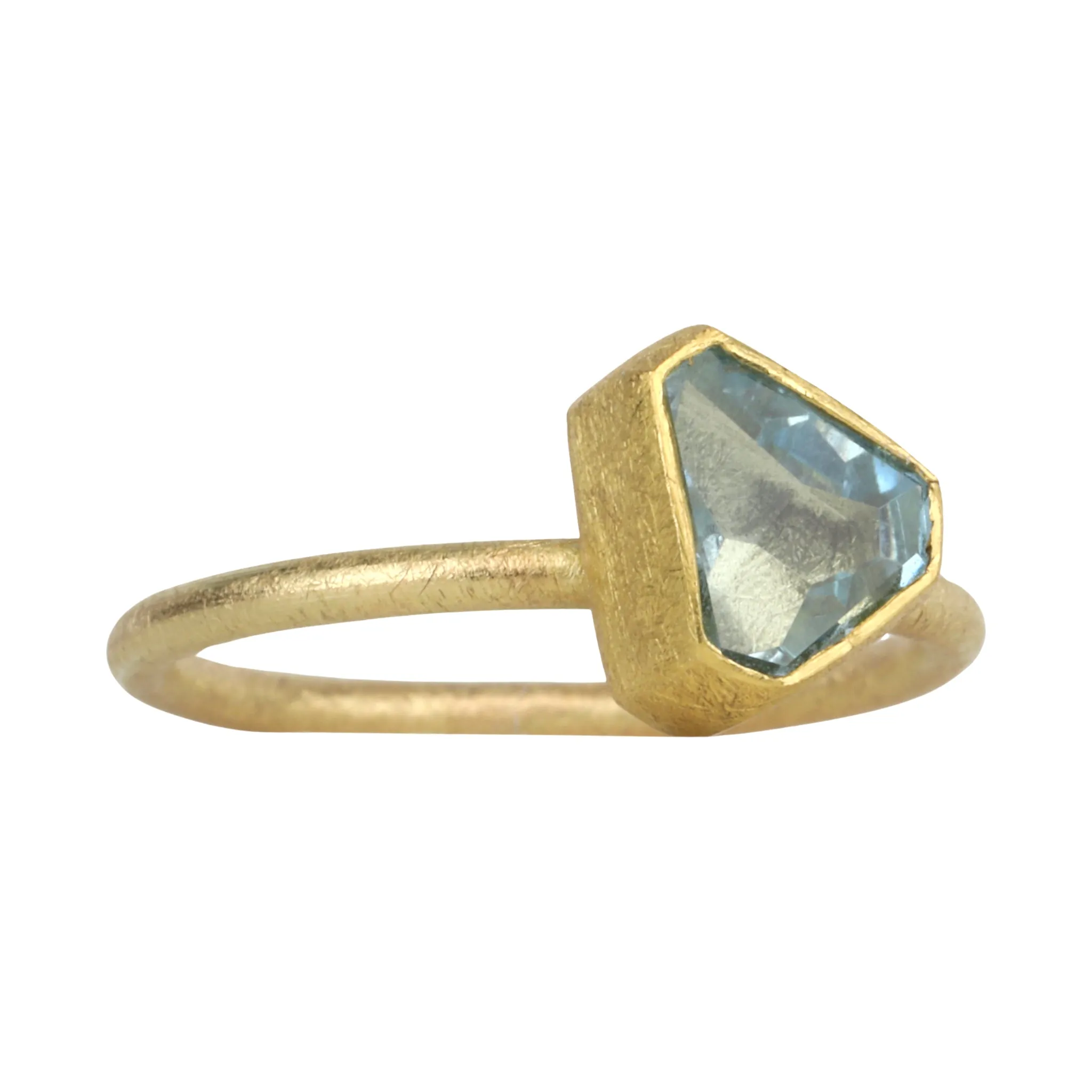22 & 18K Bezel-Set Asymmetrical Polygonal Aquamarine Ring