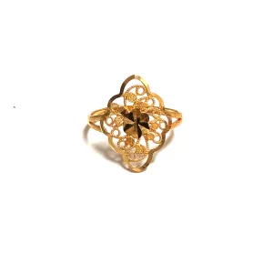 22K Yellow Gold Fancy Diamond Cut Ring