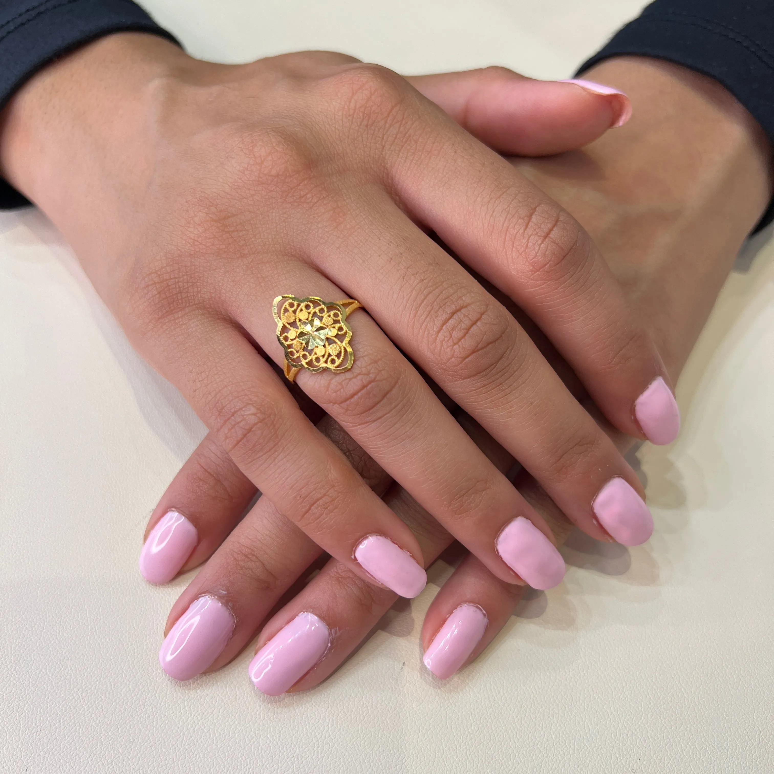 22K Yellow Gold Fancy Diamond Cut Ring