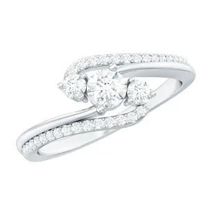 3 Stone Diamond Bypass Engagement Ring